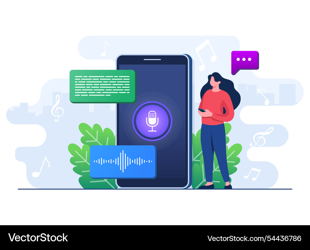 Speech recognition convert online voice messages Speech recognition convert online voice messages vector image