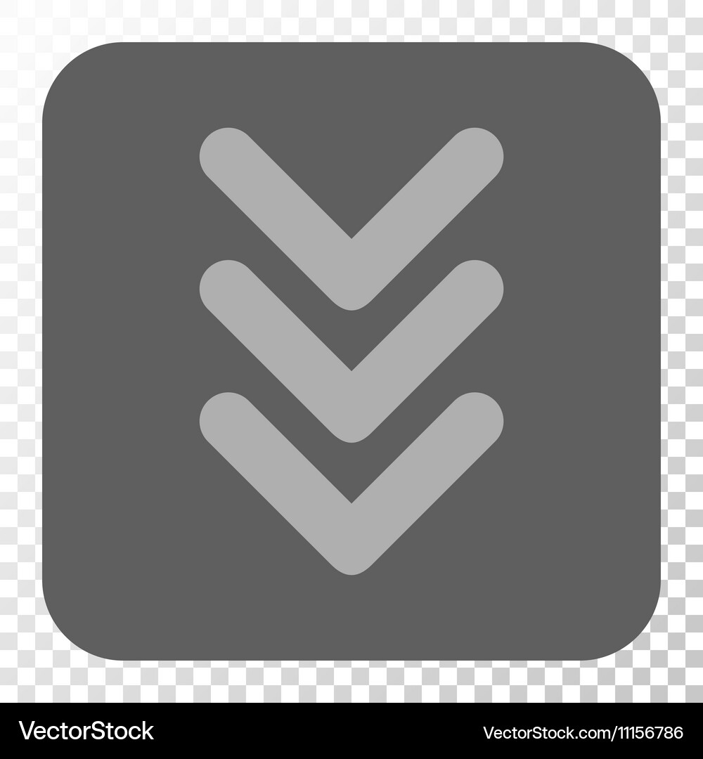 Triple arrowhead down rounded square button Vector Image