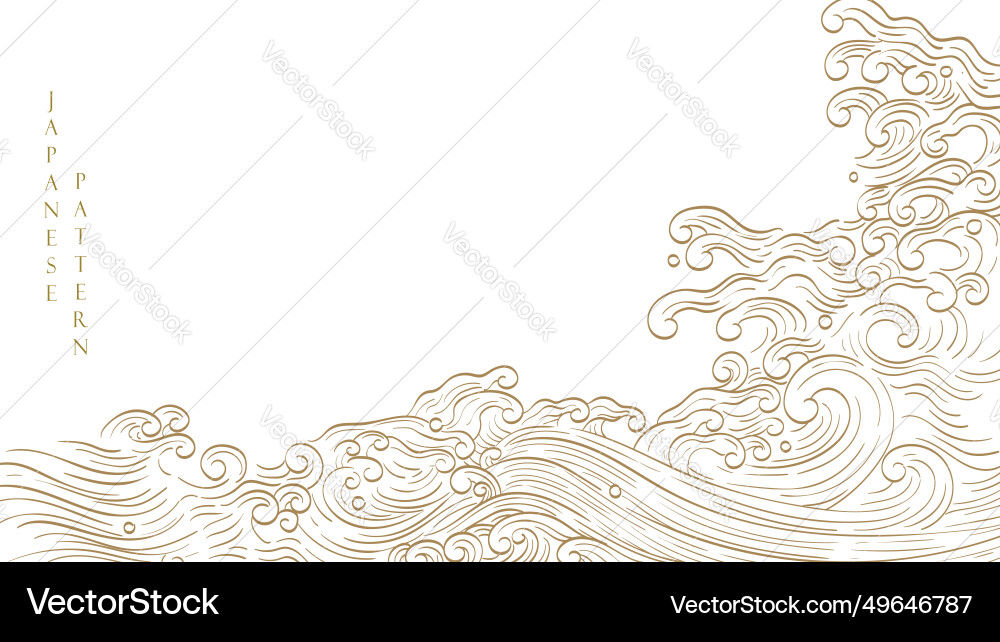 Abstract landscape with japanese wave pattern vector image