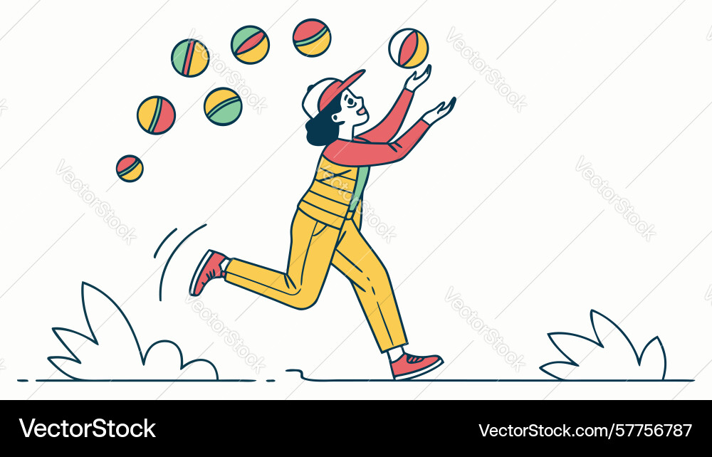 Character juggling balls design generative ai Vector Image