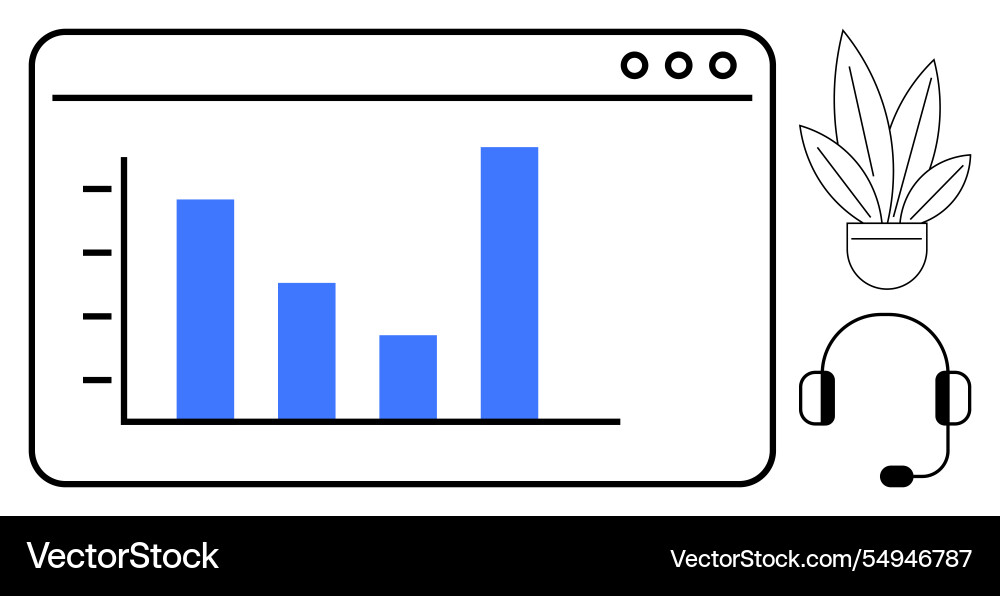 Digital workspace analytics growth chart on screen vector image