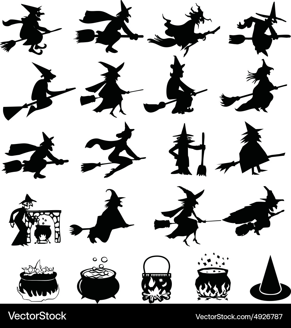 Halloween Silhouettes Collection Vector Image