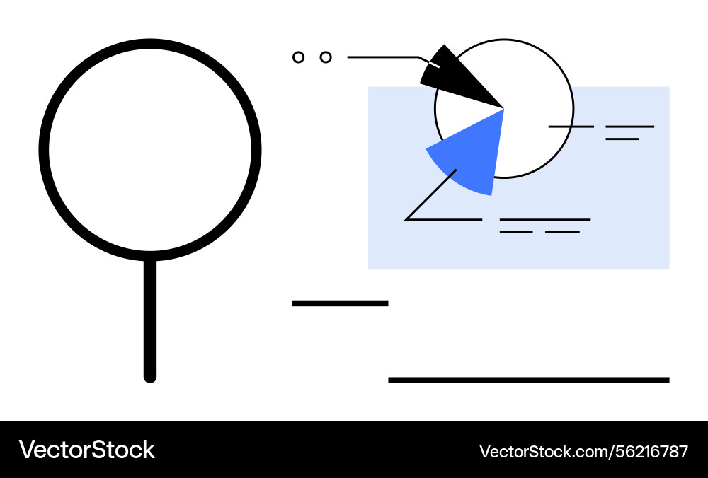 Magnifying glass with data charts and pie segments Magnifying glass with data charts and pie segments vector image