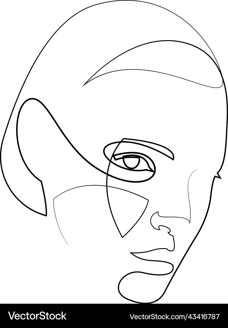 One Line Drawing Face Abstract Female Portrait Vector Image