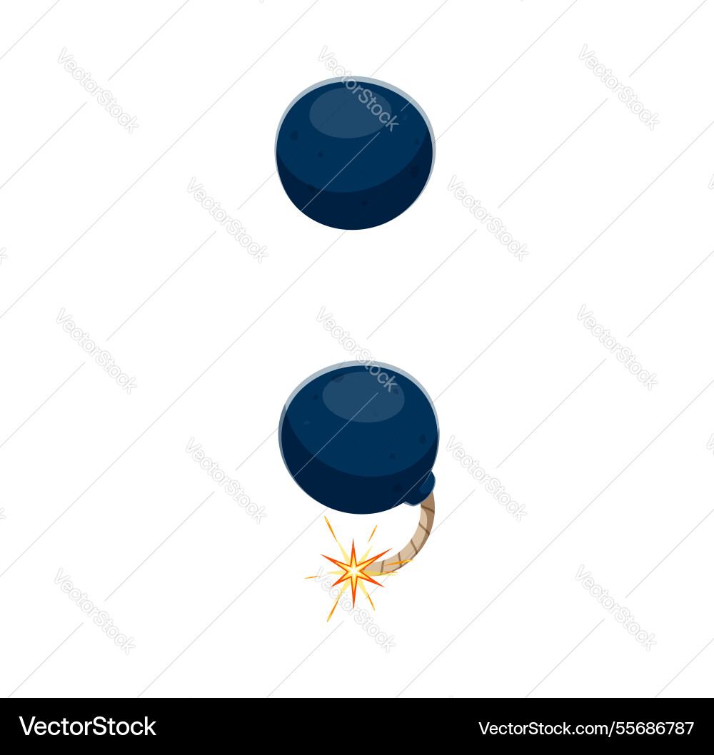 Semicolon symbol as two cartoon round retro bombs Semicolon symbol as two cartoon round retro bombs vector image
