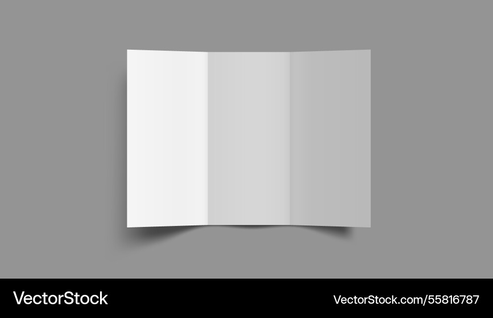 White blank open three panel folded with shadow vector image