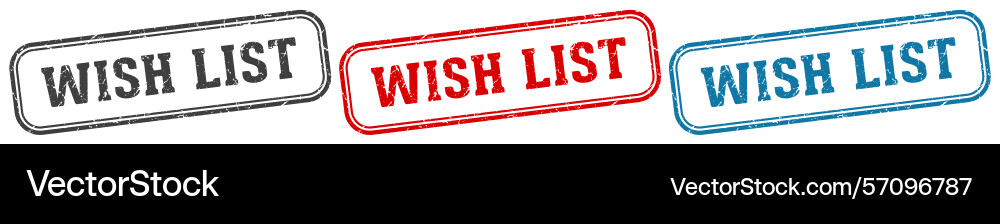 Wish list stamp rectangular set Vector Image