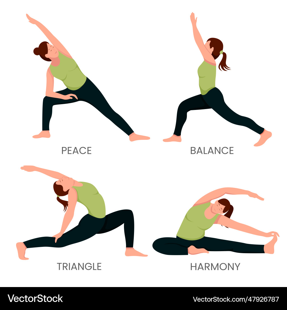 Women Practicing Yoga Poses Vector Image
