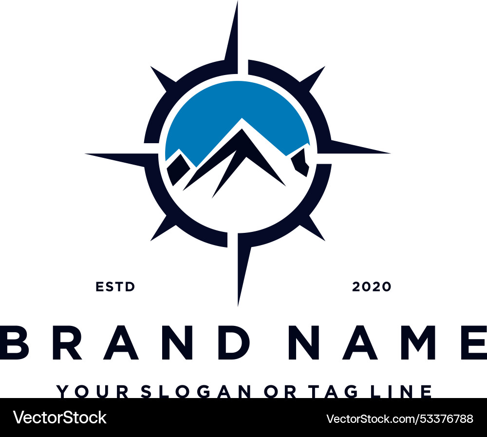 Creative mountain compass logo design concept Vector Image