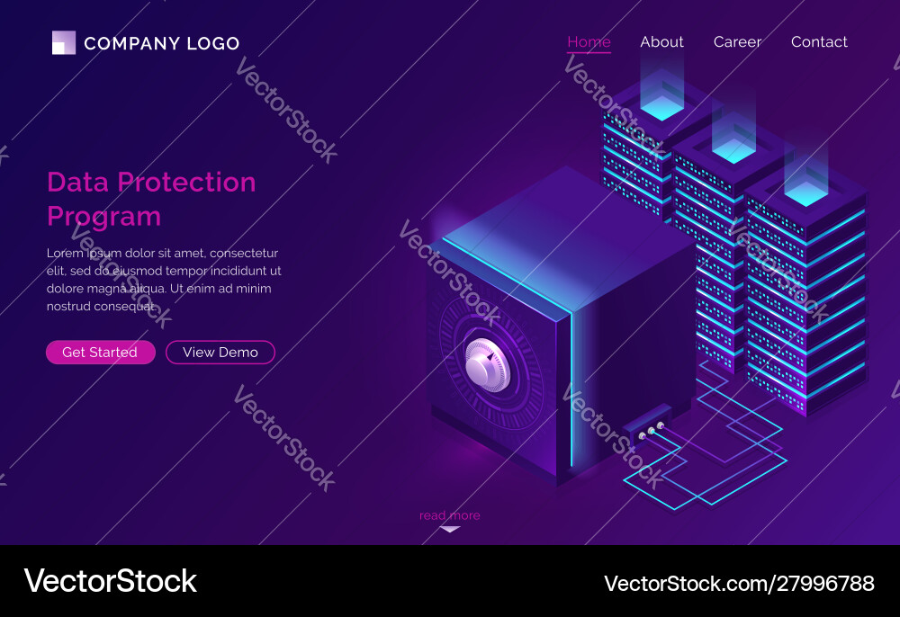 Data protection program isometric concept Vector Image