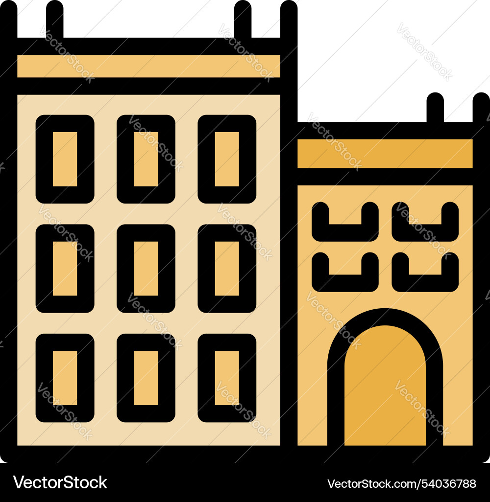Facade of ancient building with square windows Vector Image