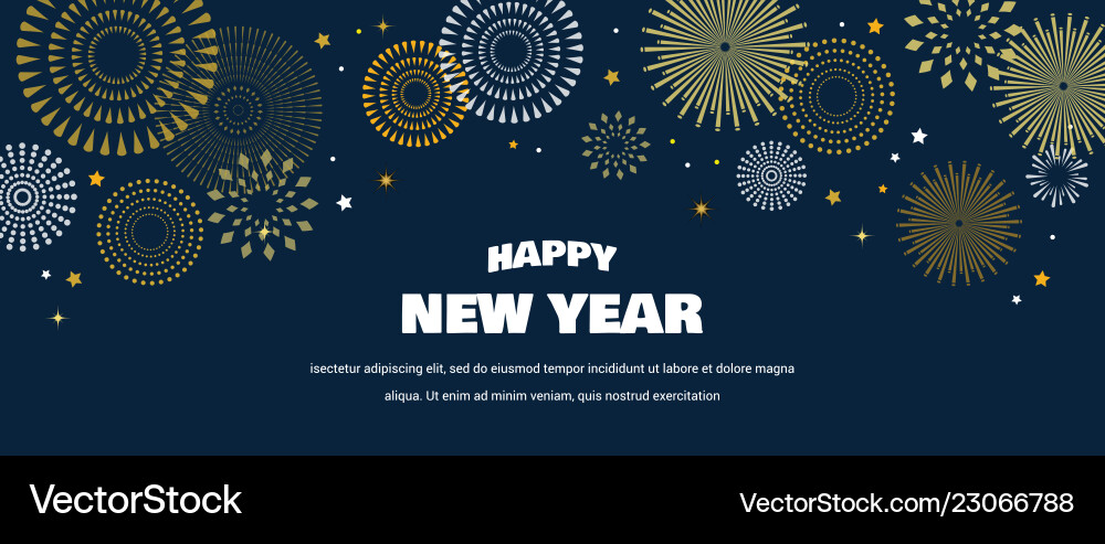 Happy new year background with golden fireworks Happy new year background with golden fireworks vector image