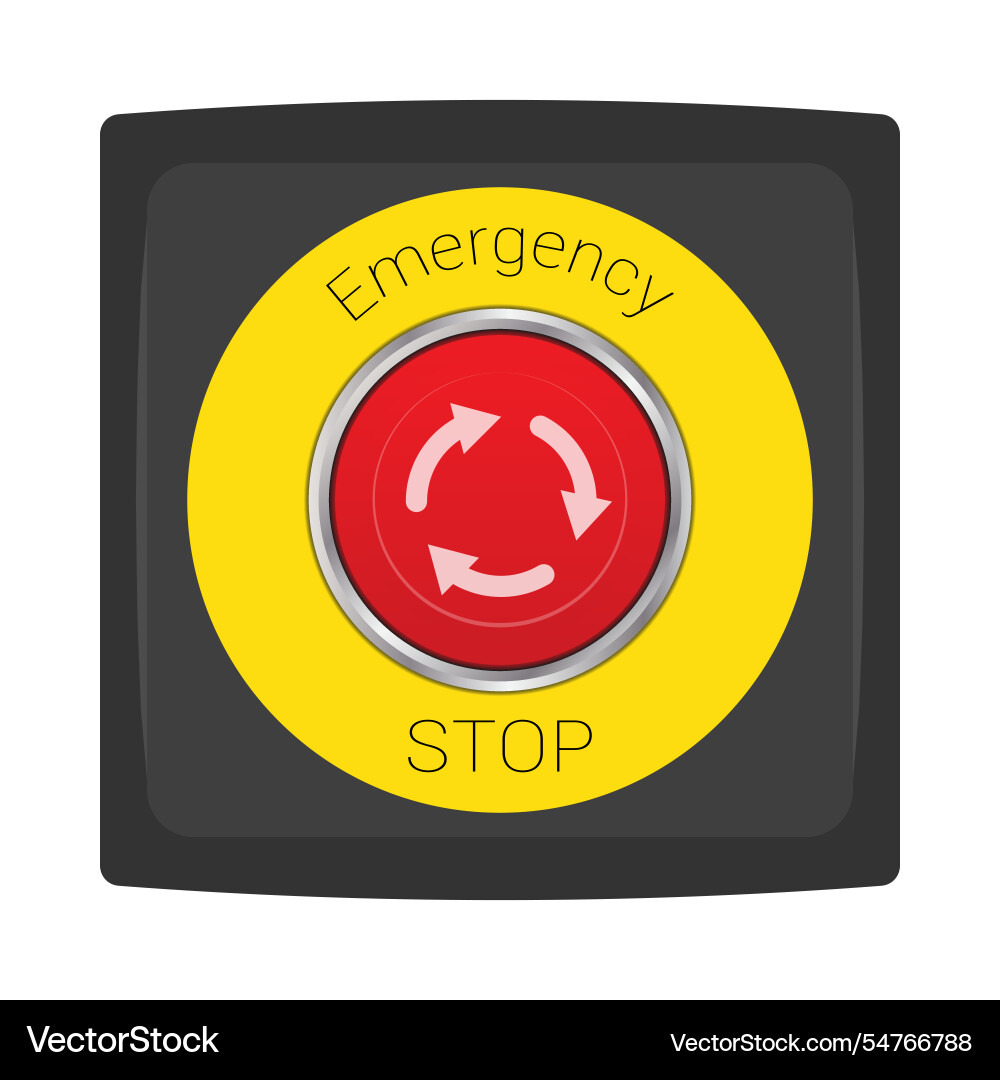 Latching switch with emergency stop button vector image
