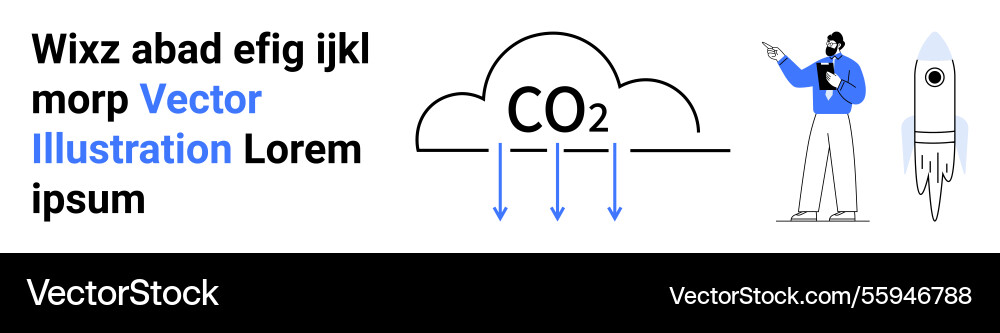 Man analyzing co2 emissions with a rocket icon Man analyzing co2 emissions with a rocket icon vector image