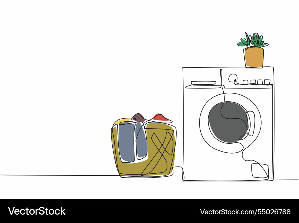 Single one line drawing above the front loading Single one line drawing above the front loading vector image