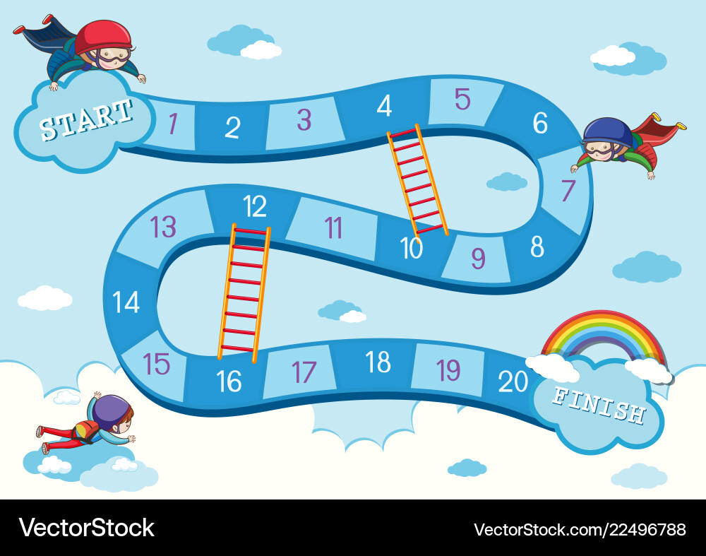 Skydive board game template vector image