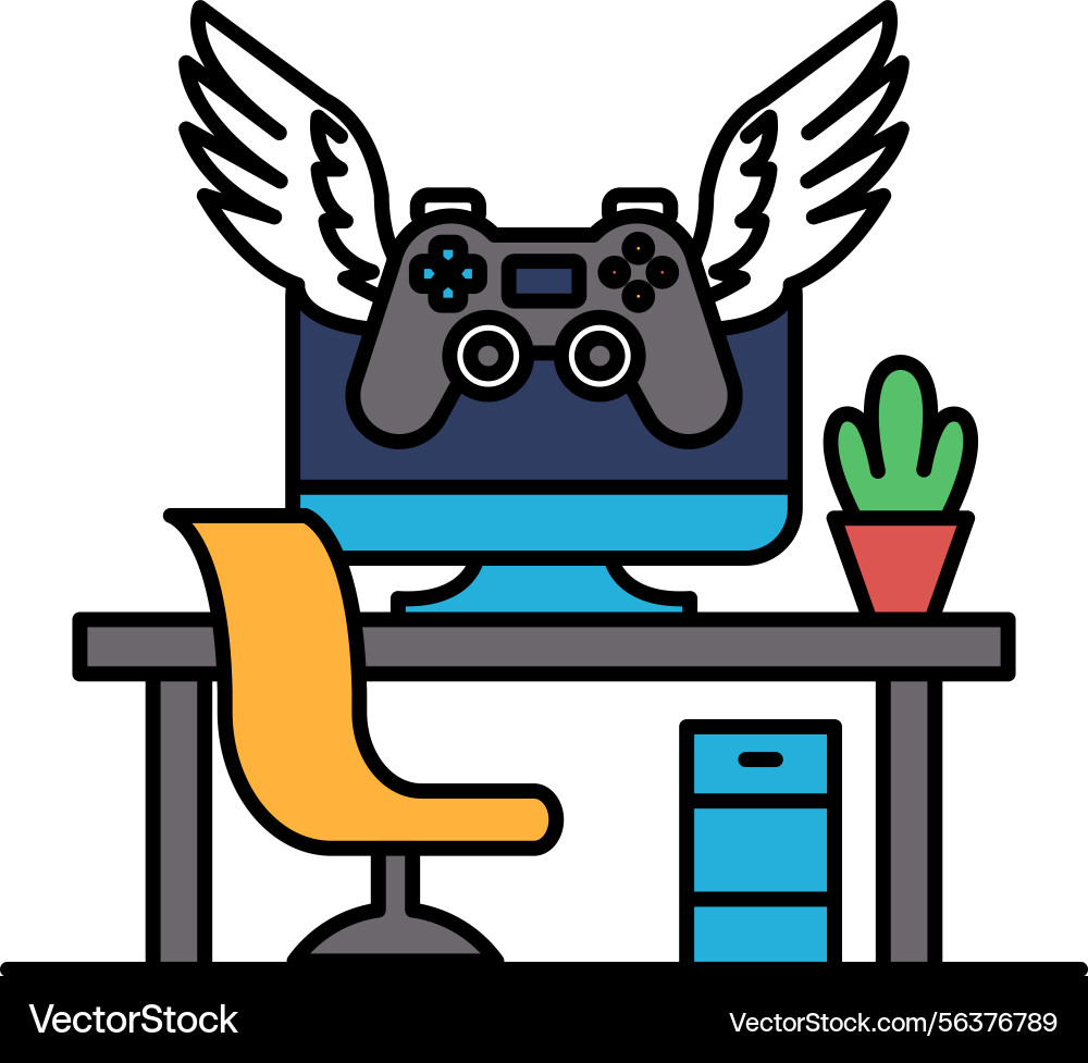 A computer monitor with controller on top A computer monitor with controller on top Vector Image