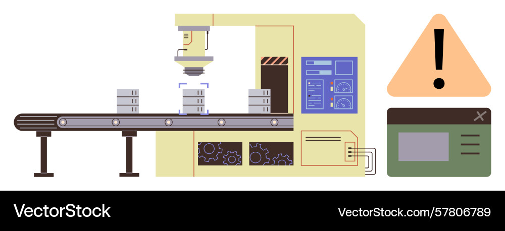 Automated manufacturing process with machine error Automated manufacturing process with machine error vector image