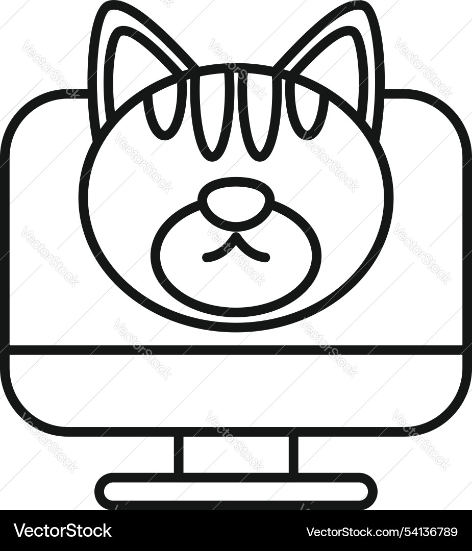 Cat face appearing on a computer monitor screen Cat face appearing on a computer monitor screen vector image