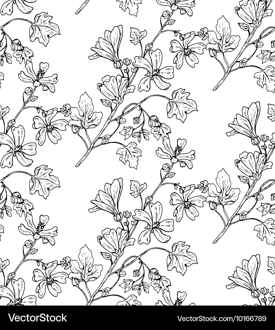 Seamless pattern with hand drawn plants Royalty Free Vector