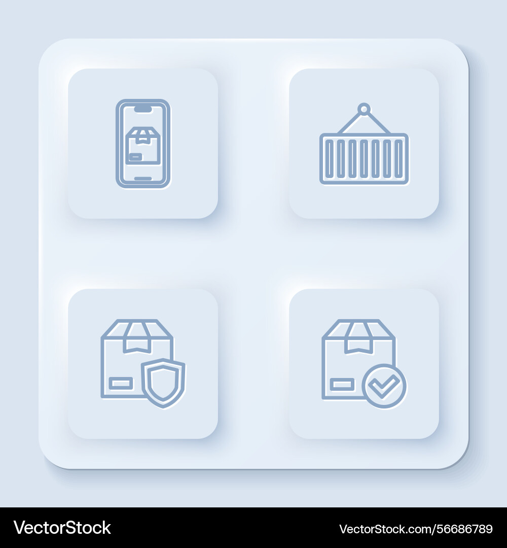 Set line mobile app delivery tracking container Set line mobile app delivery tracking container Vector Image