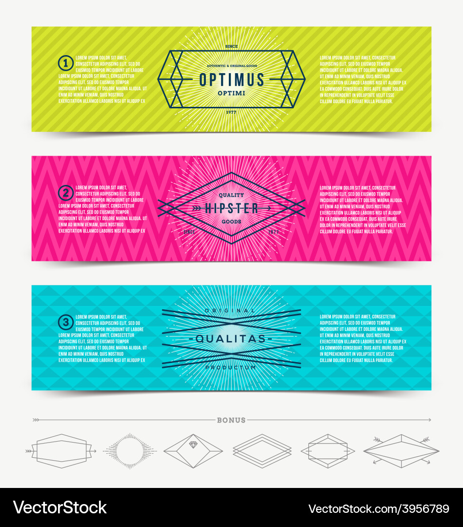 Set of abstract banner template design with line vector image