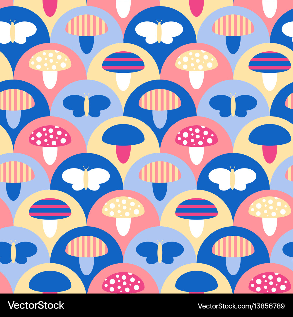 Stylized seamless pattern texture with mushrooms vector image