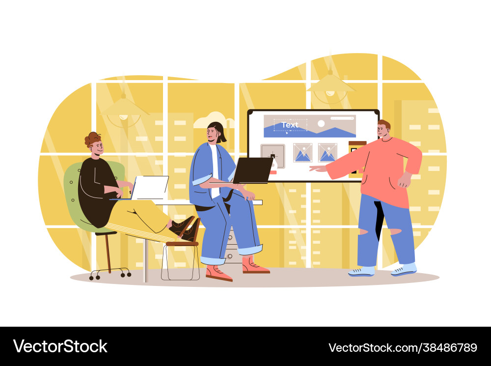 Web Developers Team Collaboration Vector Image