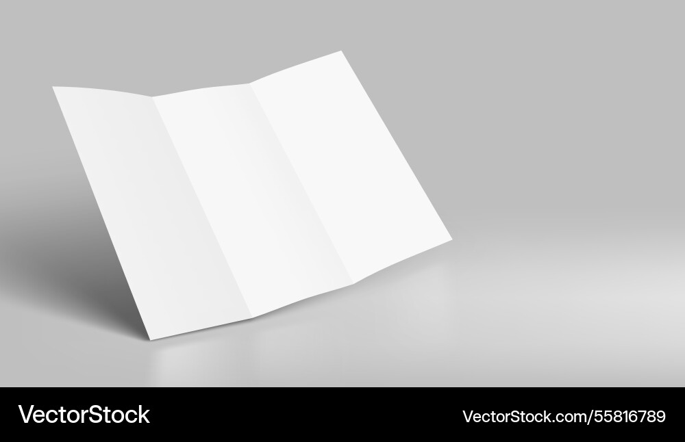 White blank open three panel folded with shadow White blank open three panel folded with shadow vector image