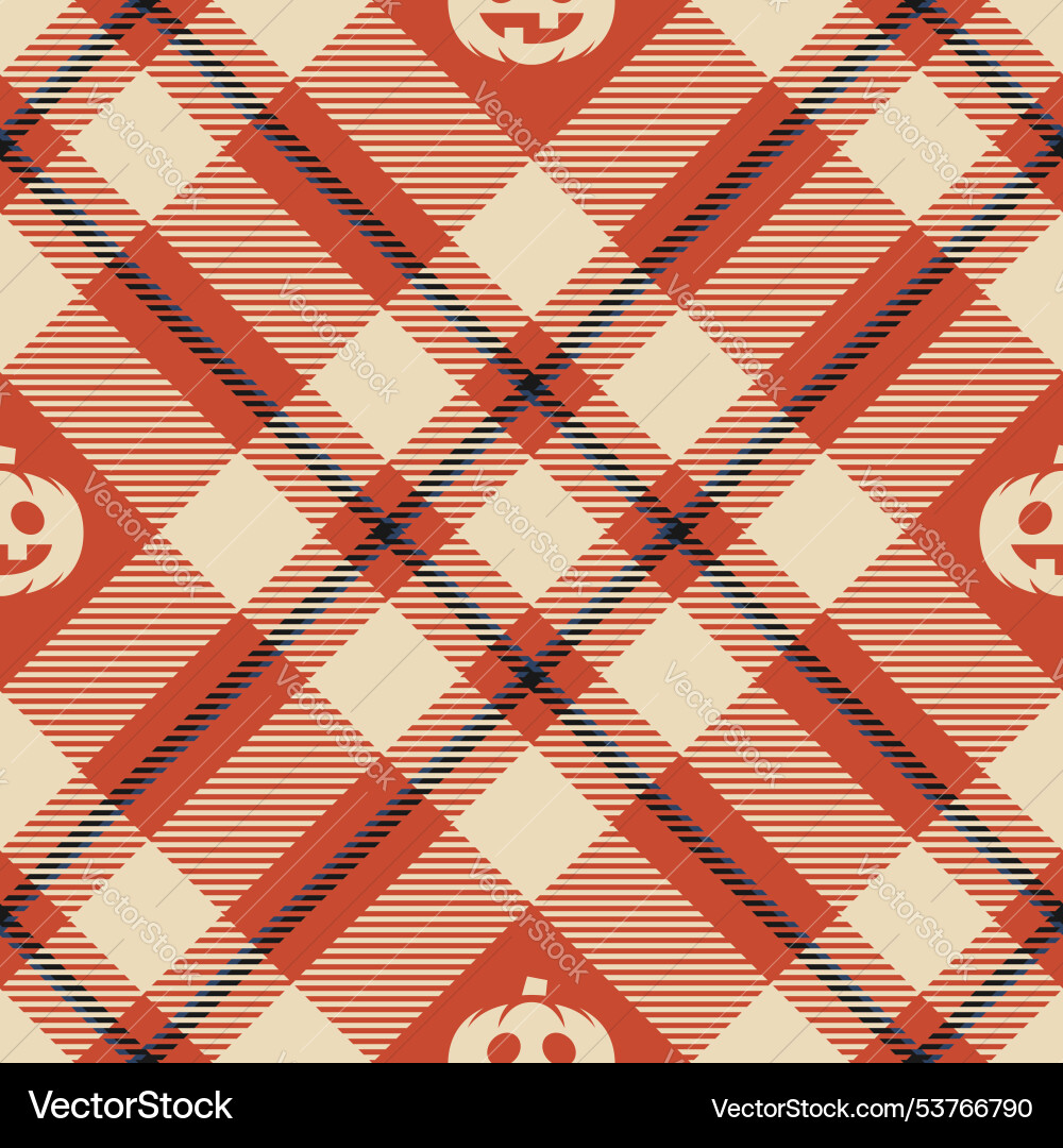 Halloween pattern with plaid stripes and pumpkins Halloween pattern with plaid stripes and pumpkins vector image