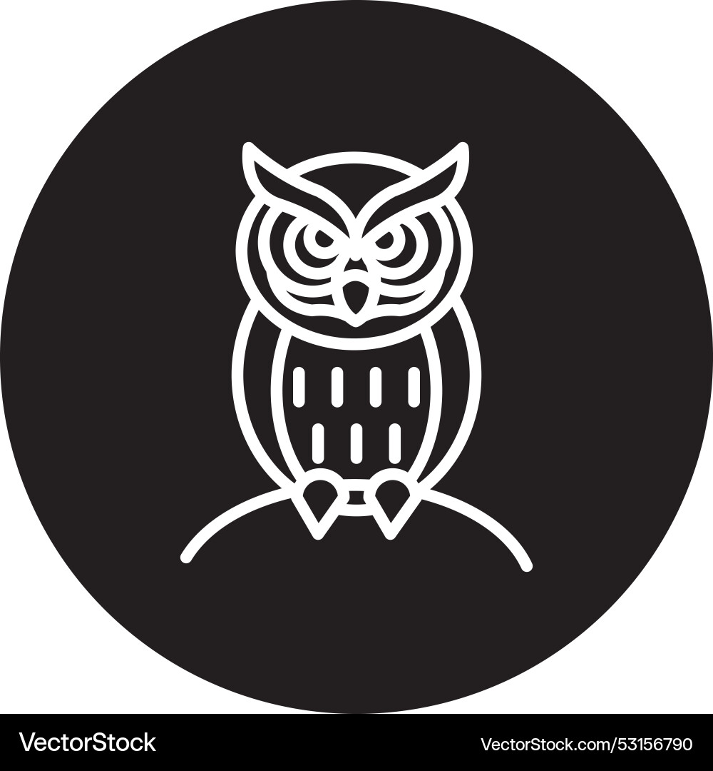 Owl line inverted icon Vector Image