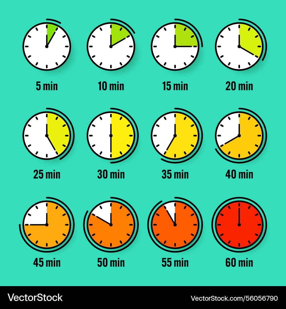 Stopwatch icons colorful simple chronometer time Stopwatch icons colorful simple chronometer time vector image