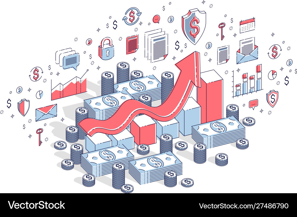 Success and income increase concept growth chart Vector Image