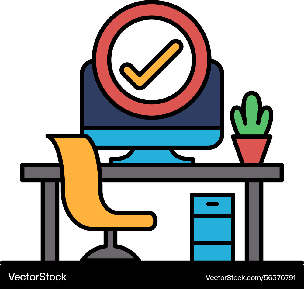 A computer monitor with red check mark A computer monitor with red check mark vector image