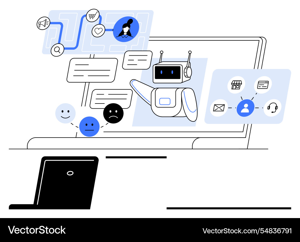 Ai chatbot interacting with users via messages Ai chatbot interacting with users via messages vector image