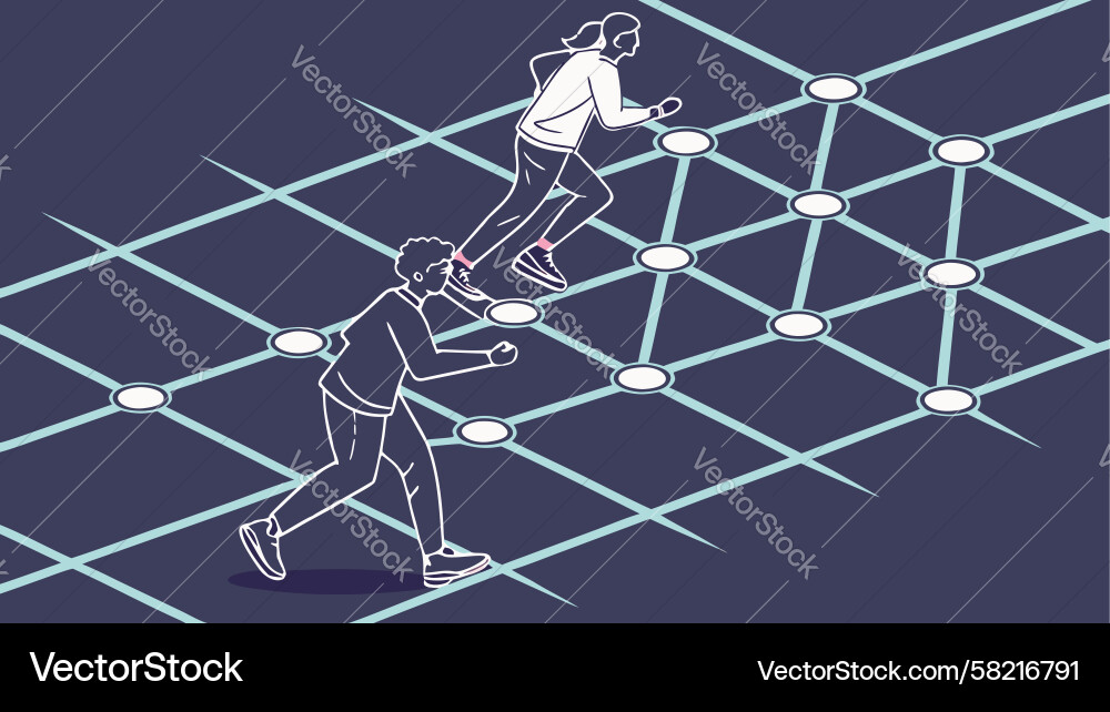 Cyberpunk Robot Grid Dancer Vector Image