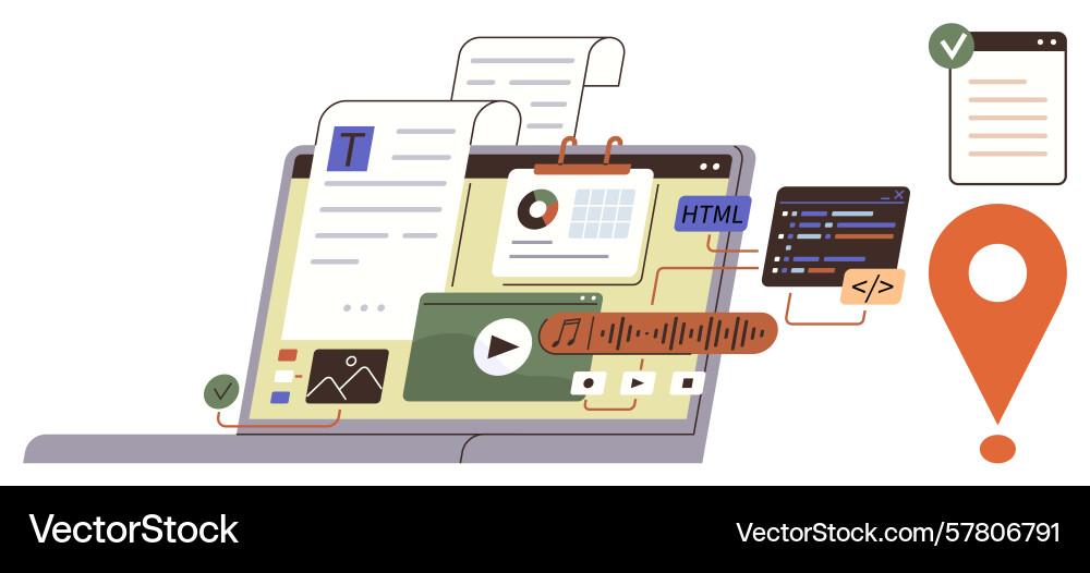 Digital workspace with content management Digital workspace with content management vector image