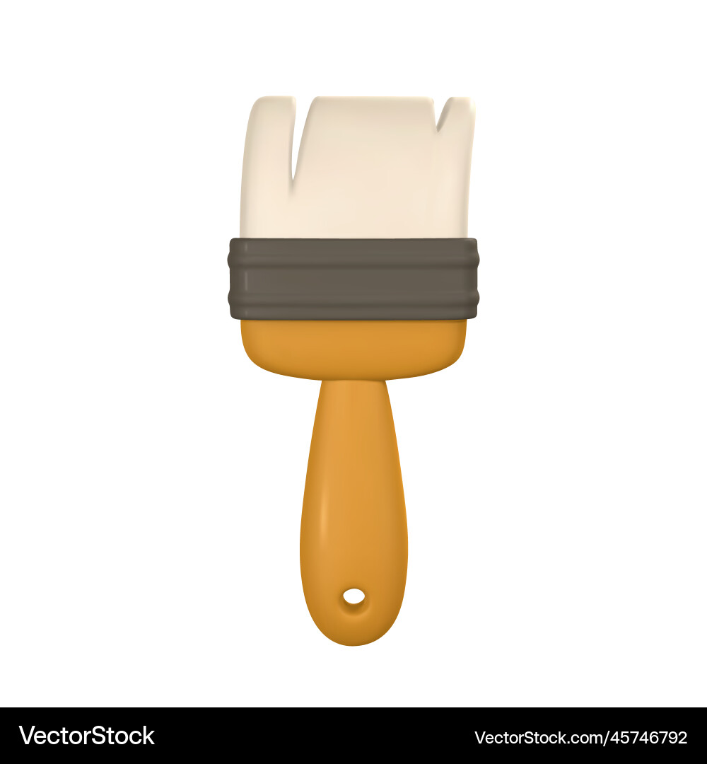 3d realistic paint brush in cartoon style 3d realistic paint brush in cartoon style vector image