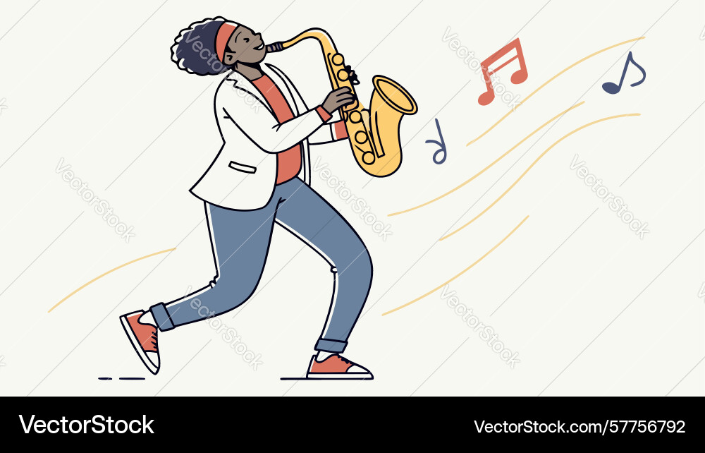 Dynamic saxophone player design generative ai vector image