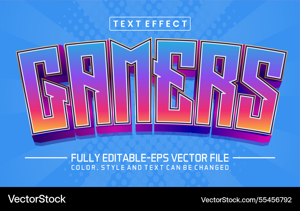 Gamers font text effect editable Gamers font text effect editable vector image