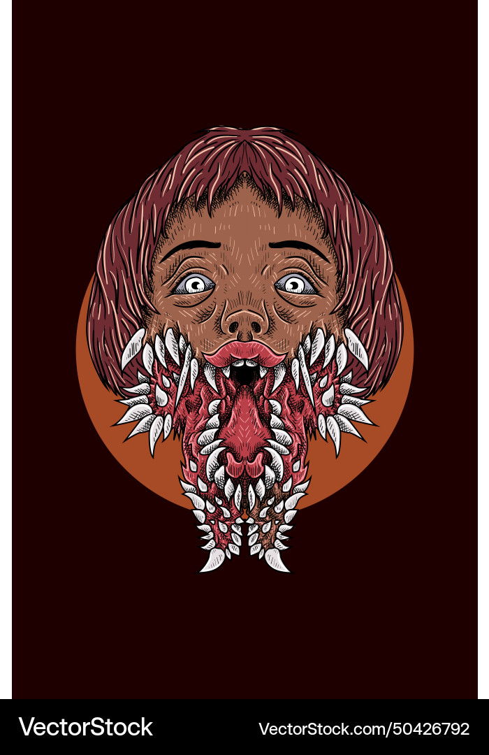 Monster Mädchen Kopf Monster Mädchen Kopf vektorbild