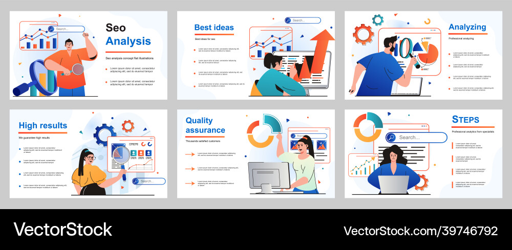 Seo analysis concept for presentation slide Vector Image