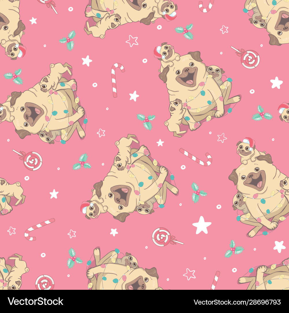 Christmas seamless pattern with image Vector Image