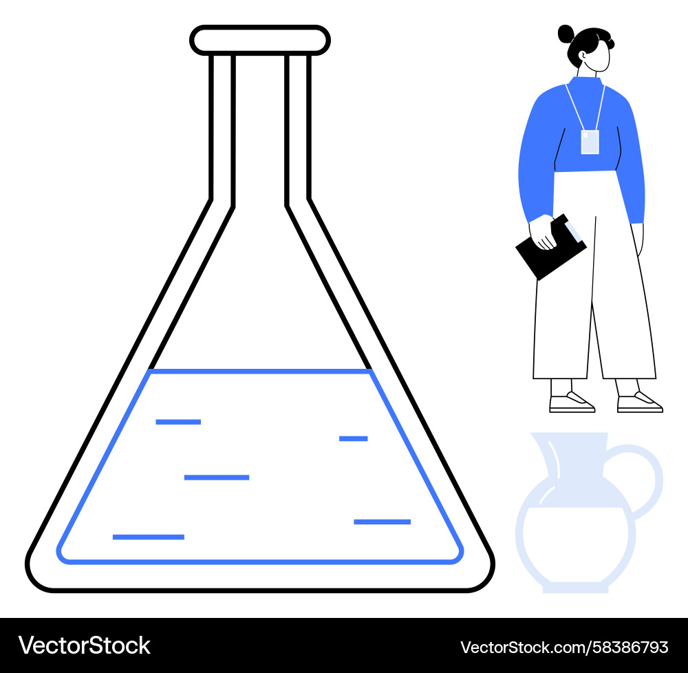 Scientist with Laboratory Flask Vector Image