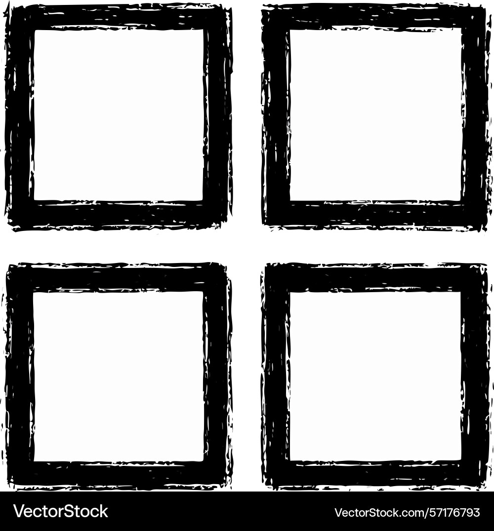 Set of 4 rough square frames Vector Image