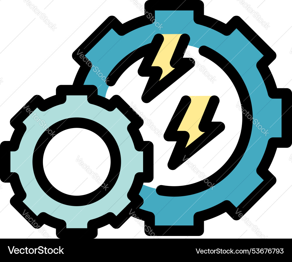 Two gears generating lightning bolts symbolizing Two gears generating lightning bolts symbolizing vector image