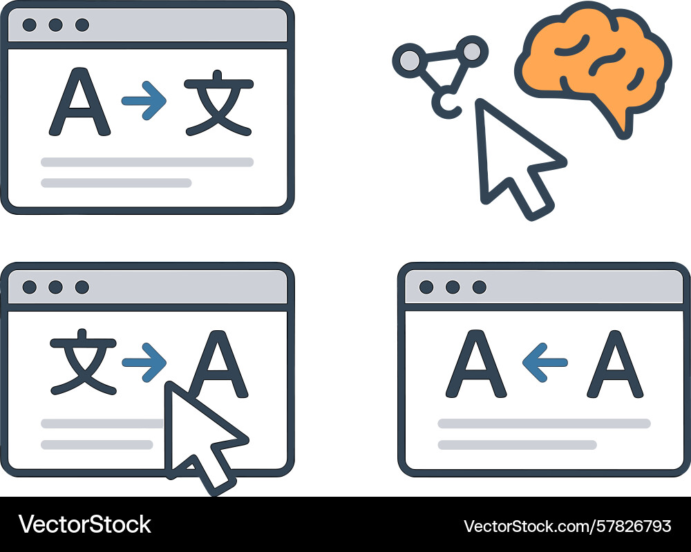 Visual representation of language translation Visual representation of language translation Vector Image
