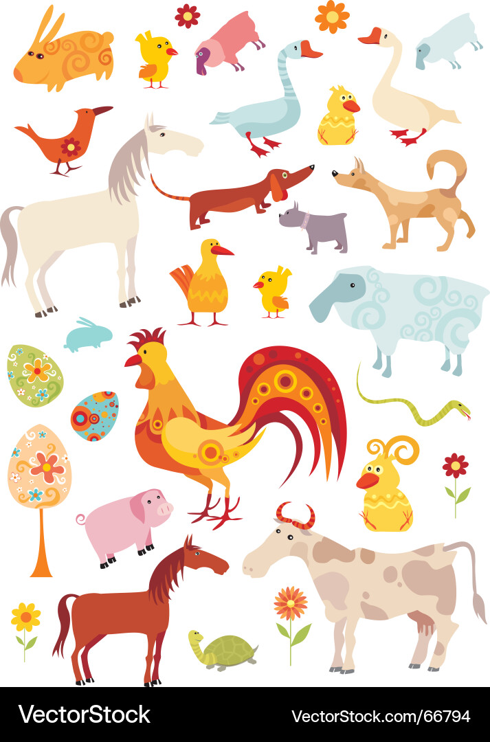 Cute Farm Animals Cartoon vector image