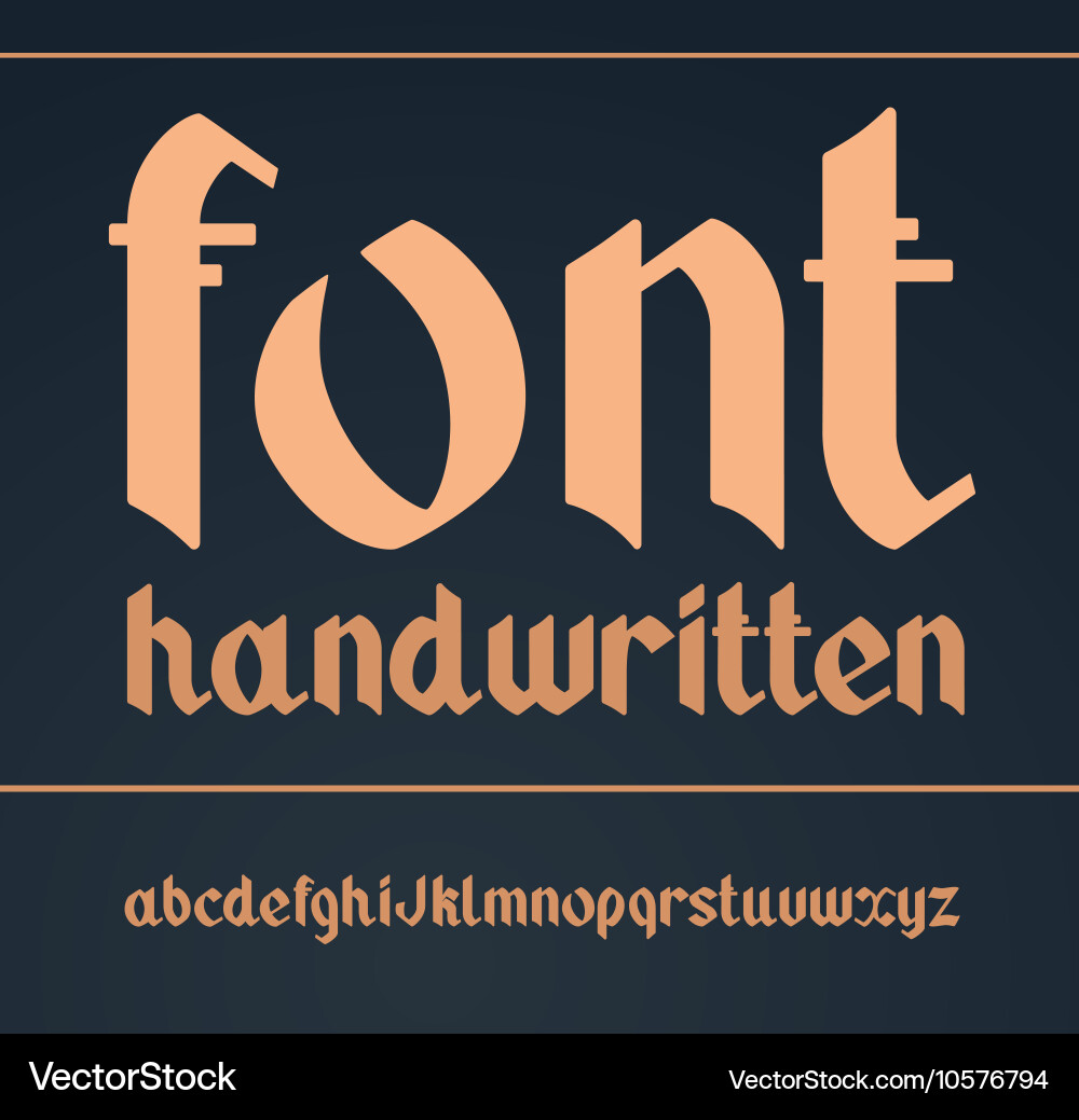 Gothic handwritten font vintage Royalty Free Vector Image