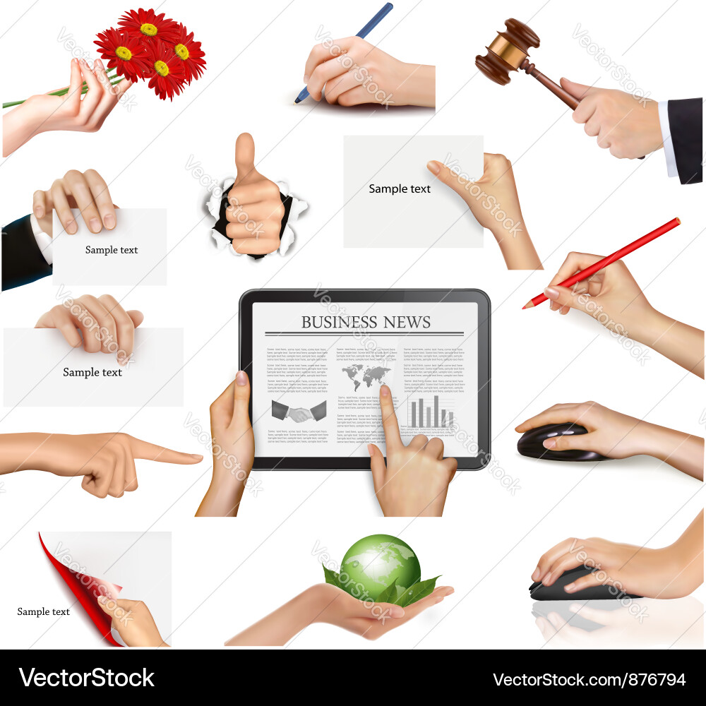 Hands with Business Objects vector image